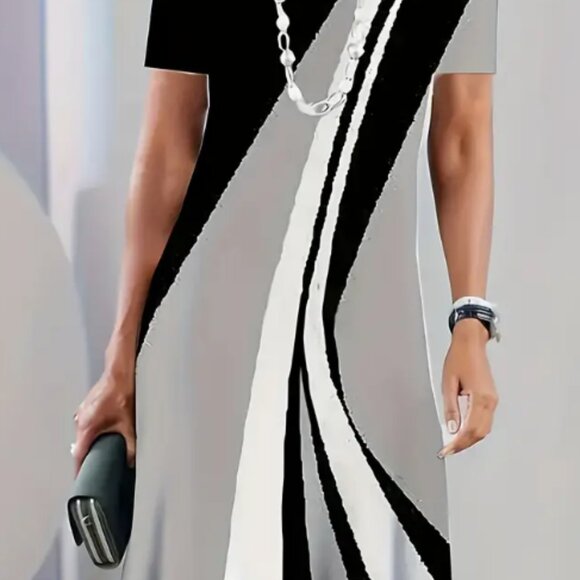 NEW! Black, White & Gray Abstract Stripe Dress – Size 6 Medium – NWT - Picture 3 of 9